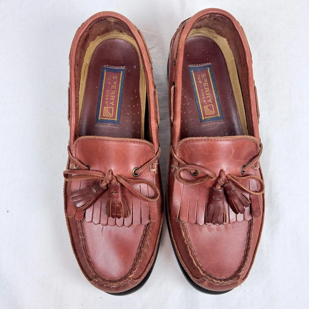 Sperry Top-Sider Men Brown Leather Kiltie Tassel Loafers Boat Shoes 11 M Preppy